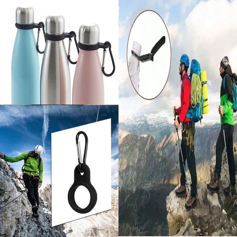 4 boucles de bouteille d'eau, mousqueton en aluminium léger, clip porte-bouteille de ceinture pour extérieur, porte-clés avec boucle de ceinture, porte-bouteille noir avec mousqueton, activités de