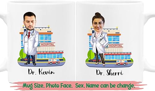 Taza de café personalizada con foto de doctor de 11 y 15 onzas, divertida taza de café de doctor regalo para agradecer a hombres, mujeres, cirujano,