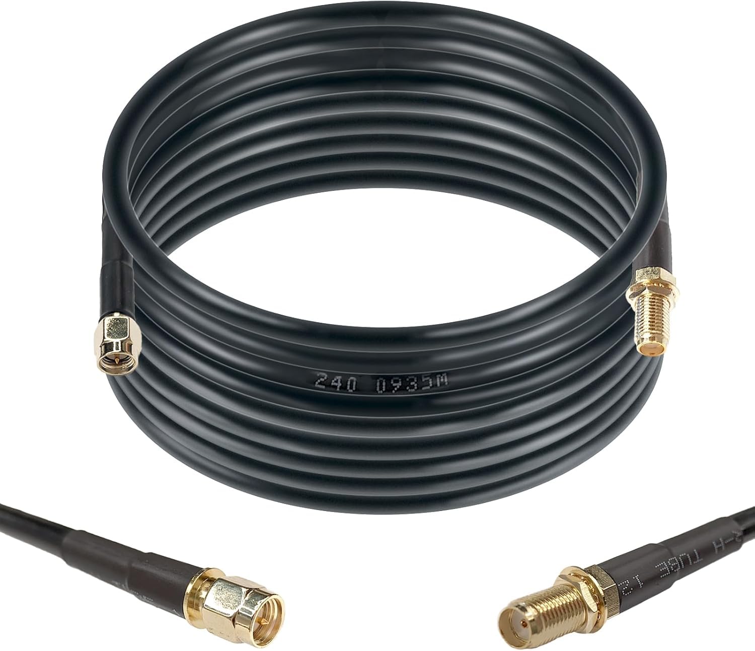 Maswell Cavo coassiale equivalente LMR240, 5 m, 50 Ohm, cavo di prolunga SMA a bassa perdita, da maschio SMA a femmina SMA per 5G 4G+ LTE WiFi GPS cellulare GNSS Router antenna esterna (non per TV)
