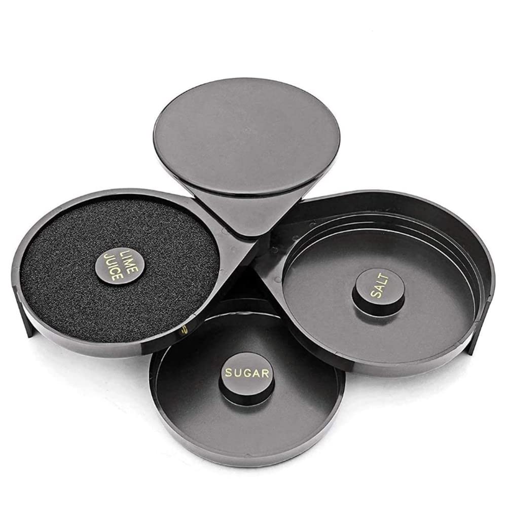 Margarita Salt Rimmer Set, Cocktail Margarita, 3 Tier Glass Rimmer for Cocktails, Bar Salt and Sugar Rimmer for Drinks, Juice Cocktail Rimmer for Bar Party