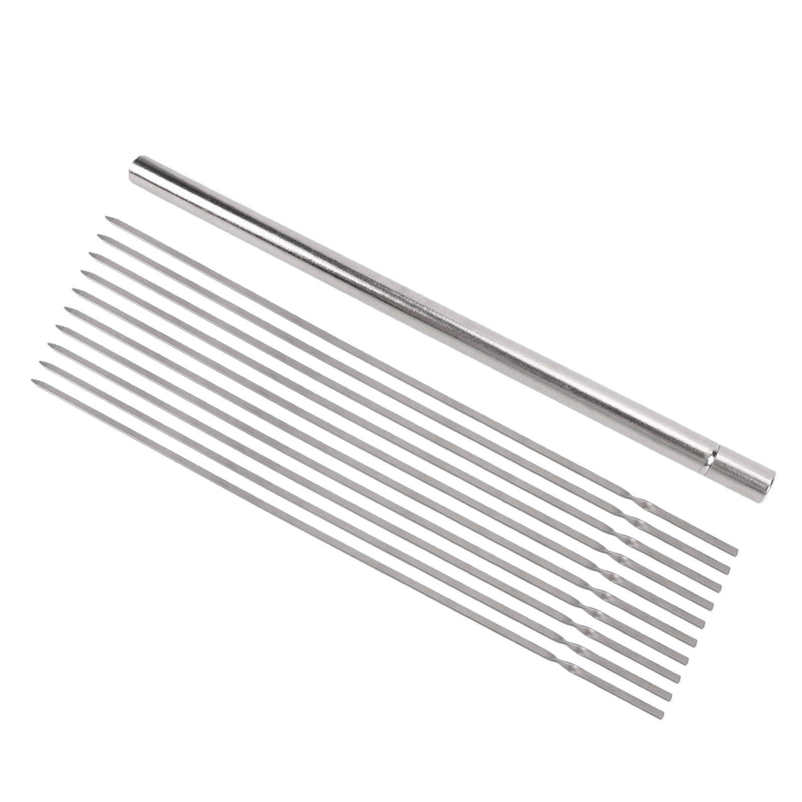 Bewinner Spiedini per Grigliare in Titanio, Confezione da 10 con Tubo di Stoccaggio - Bastoncini per Barbecue Leggeri e Resistenti per il Campeggio, Facili da Pulire e Resistenti Alla Ruggine (400 mm)