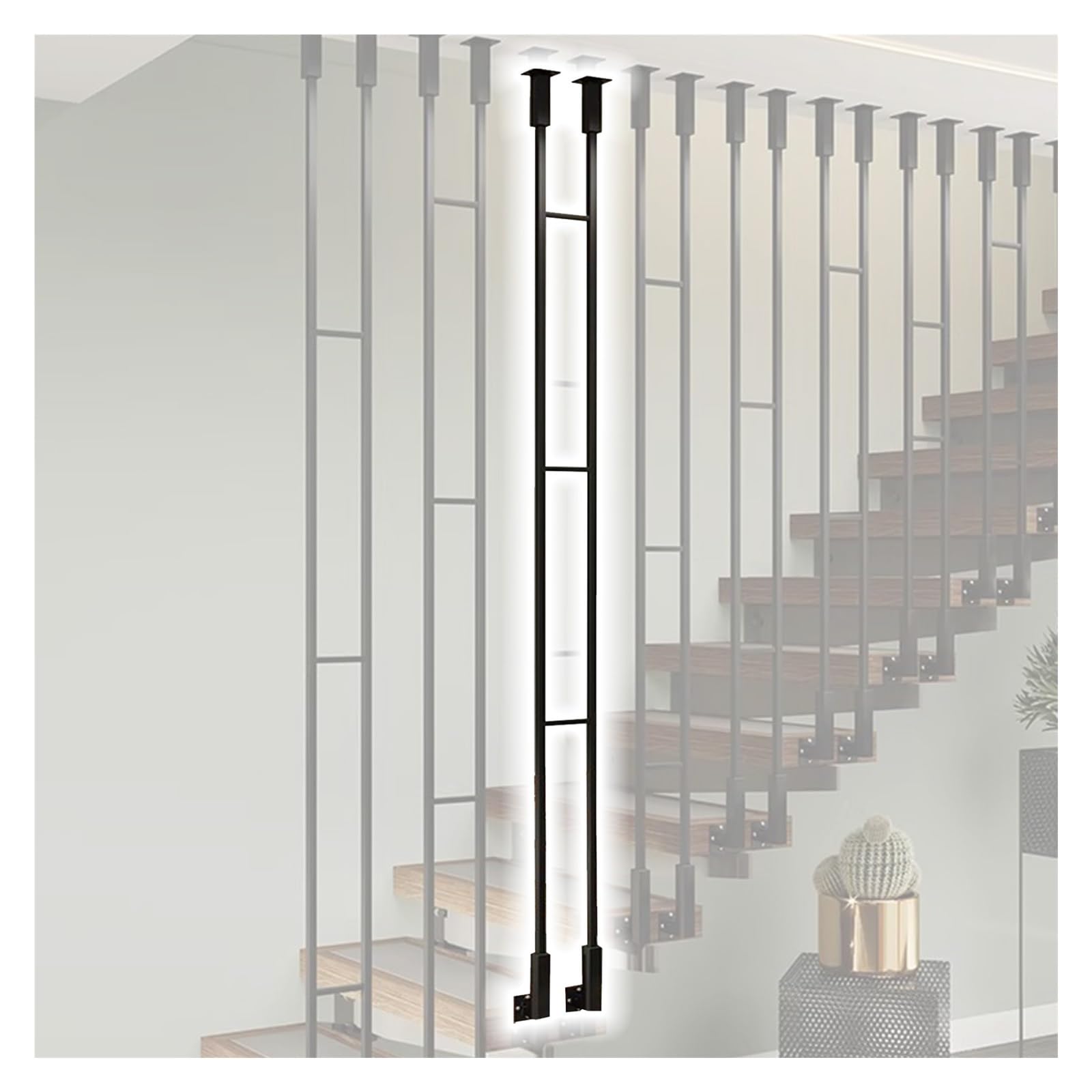 Balaustres de escalera de hierro ajustables en dos filas con fijación lateral