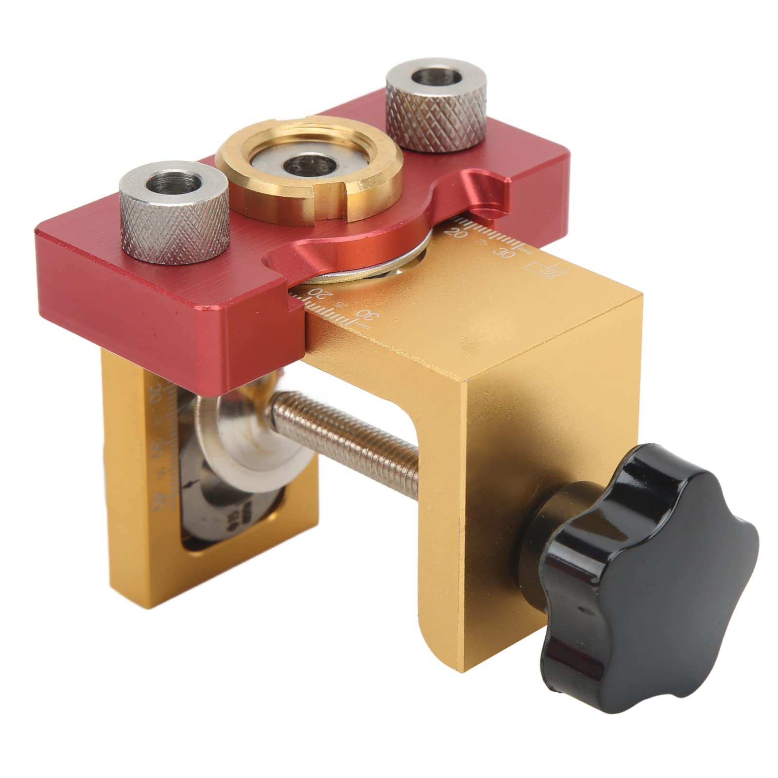 Aramox Lokalizator Otworów do Obróbki Drewna, Lokalizator wierceń do Obróbki Drewna ze Stopu Aluminium z grawerowaną skalą, Tuleja 8mm 15mm, głębokość, Złącza