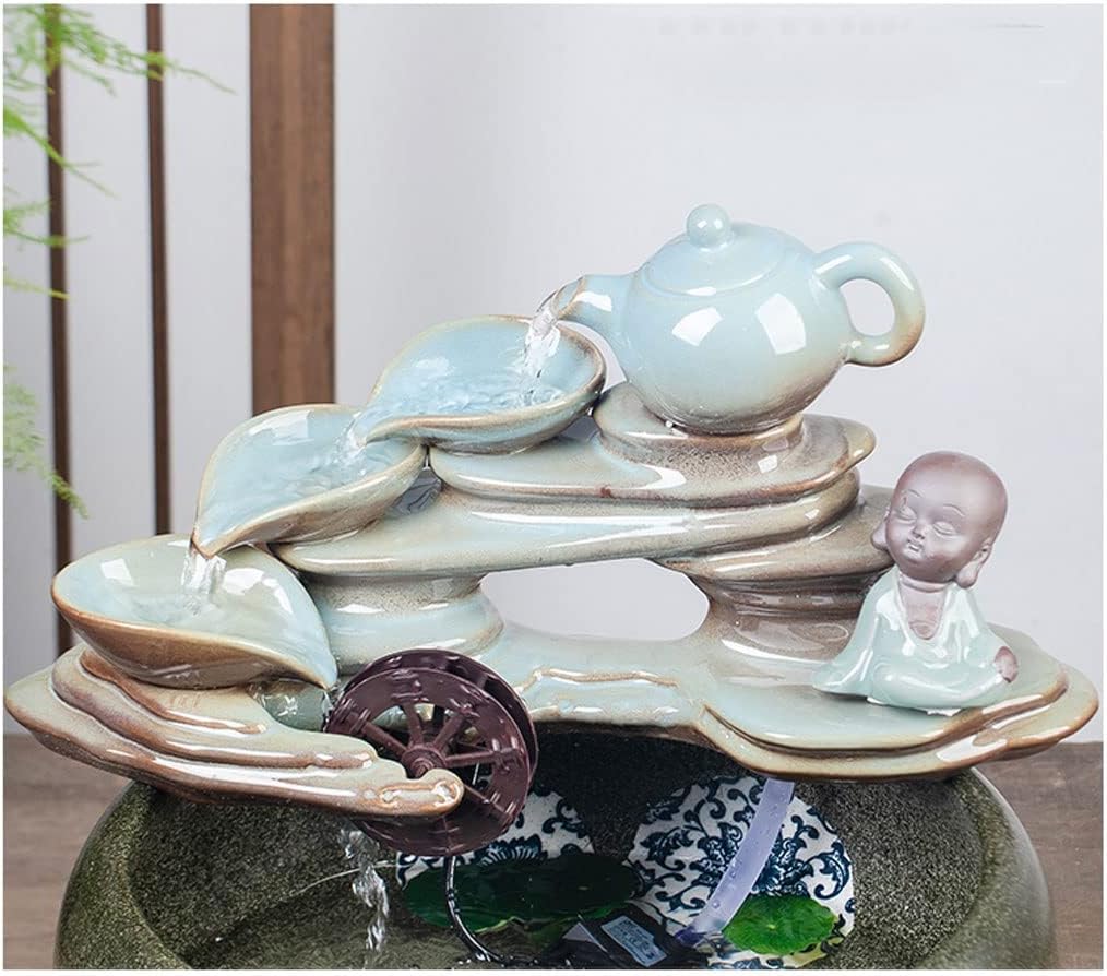 Fish Bowl Vase Chinese Style Ceramic Goldfish Bowl Home Circulation Flow Water Fountain Small Fish Bowl Office Living Room Ornamental Fish Culture Tank Small Fish Tank Starter Kit ( Color : B , Size :