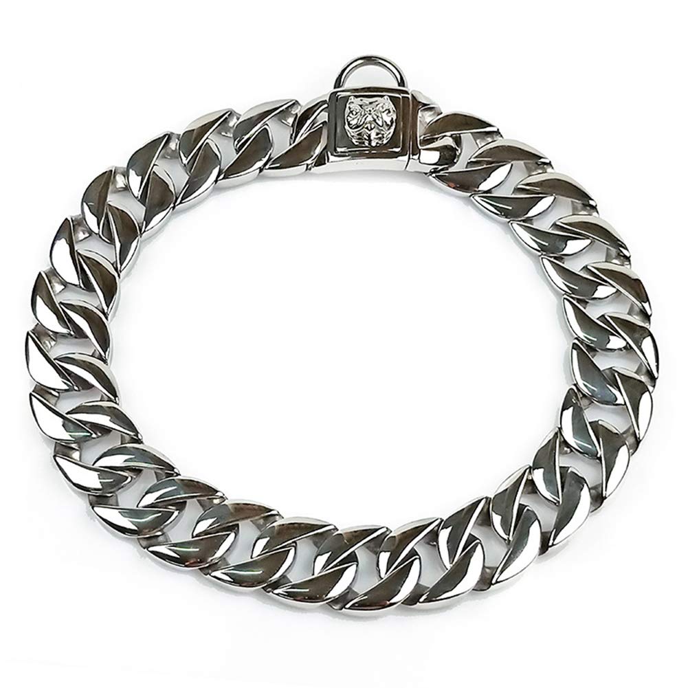 32MM Hip Hop Pet Dog Stainless Steel Chain Collar, Cuban Necklace Training Slip Collar for Large Dog Bulldog Bully Dubin 40CM