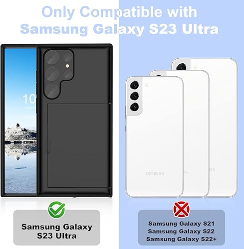 Miniatura 8 de Funda compatible con Galaxy S23 Ultra con soporte para tarjeta de crédito, TPU suave, parachoques de policarbonato duro, antiarañazos, a prueba de