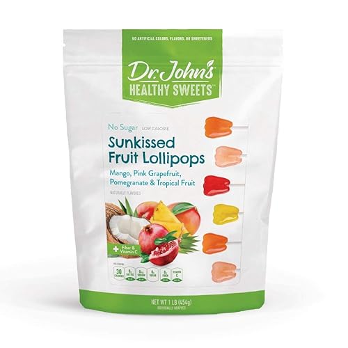 Dr. John's - Caramelos sin azúcar, paletas saludables con cero azúcar, aperitivos bajos en calorías, dulces duros aptos para Keto, dientes de fruta