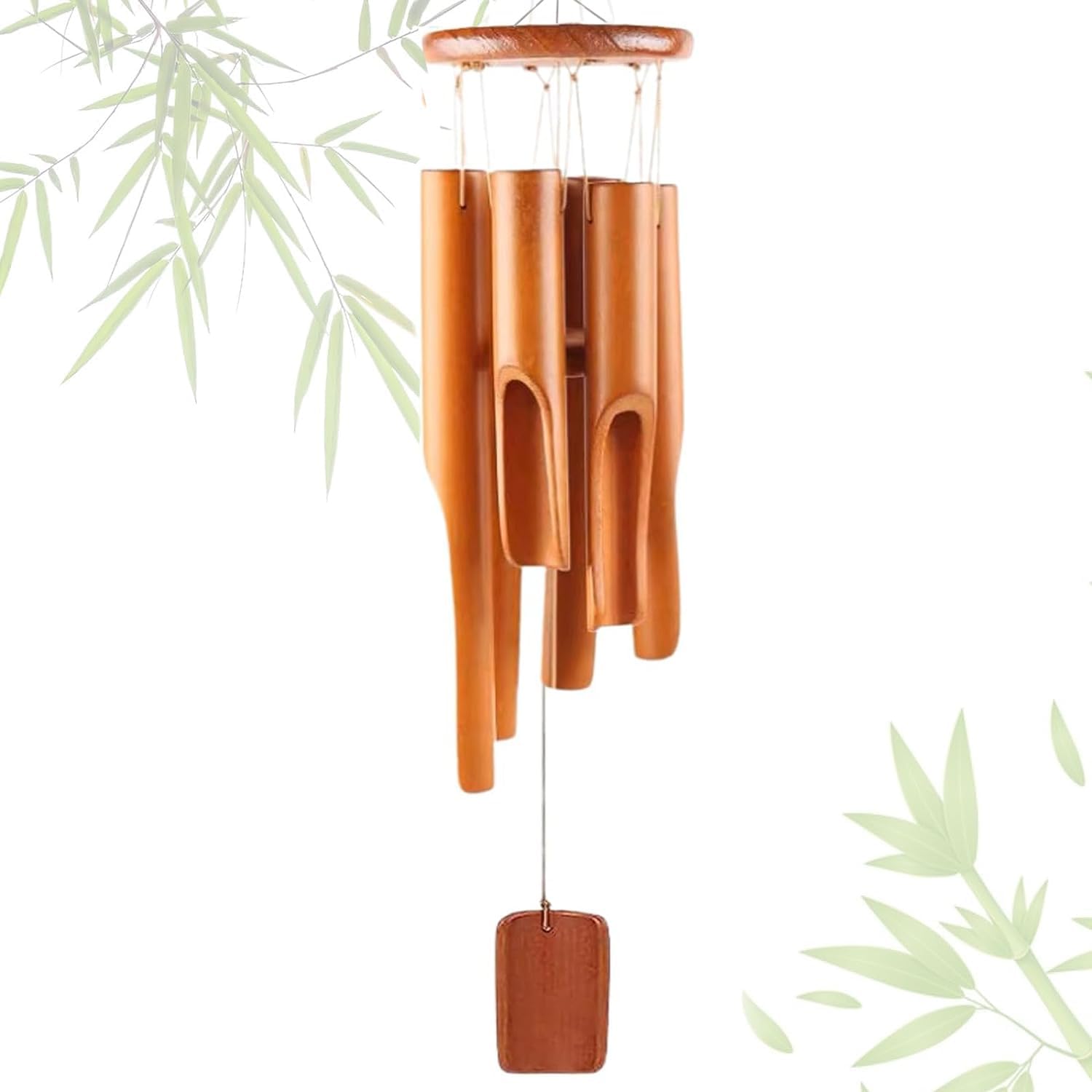 Bamboo Wind Chimes, 6 Tubes Wooden Wind Chimes Outdoor & Indoor, 75cm, Perfect for Garden Yard Patio - Memorial Gifts, Brown