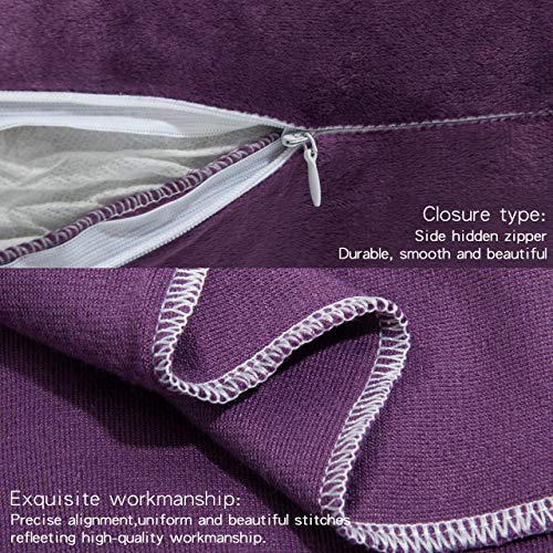 Image of NTBAY Zipped Velvet Toddler Pillowcases, 2 Pack Cozy Luxury Flannel Plush Travel Pillow Cases, 13x18 Inches, Purple