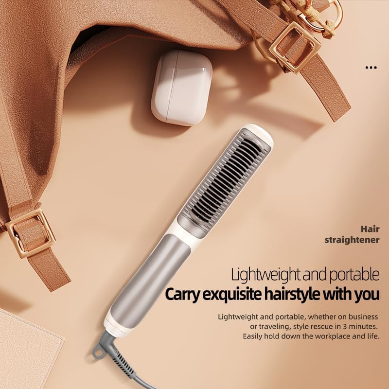 Hair Straightener Brush, Alinana 2 in 1 Straightener and Curler, Ring Hair Straightener Comb 6 Temps 20s Fast Heating, 3D Straightening Brush for Women - Image 5