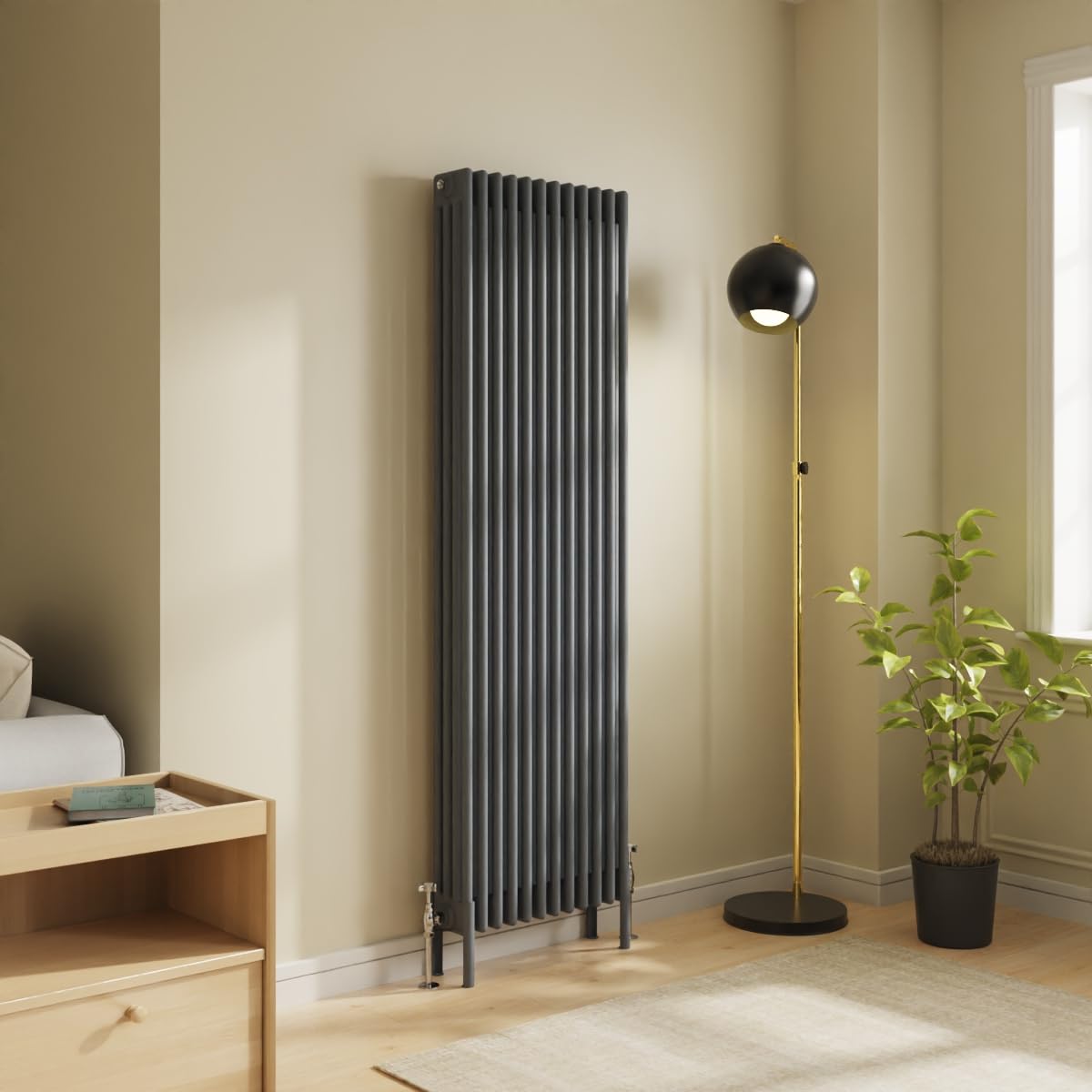 Nrg Anthracite Traditional 4 Column Vertical Radiator 1800X560mm Central Heating Radiators