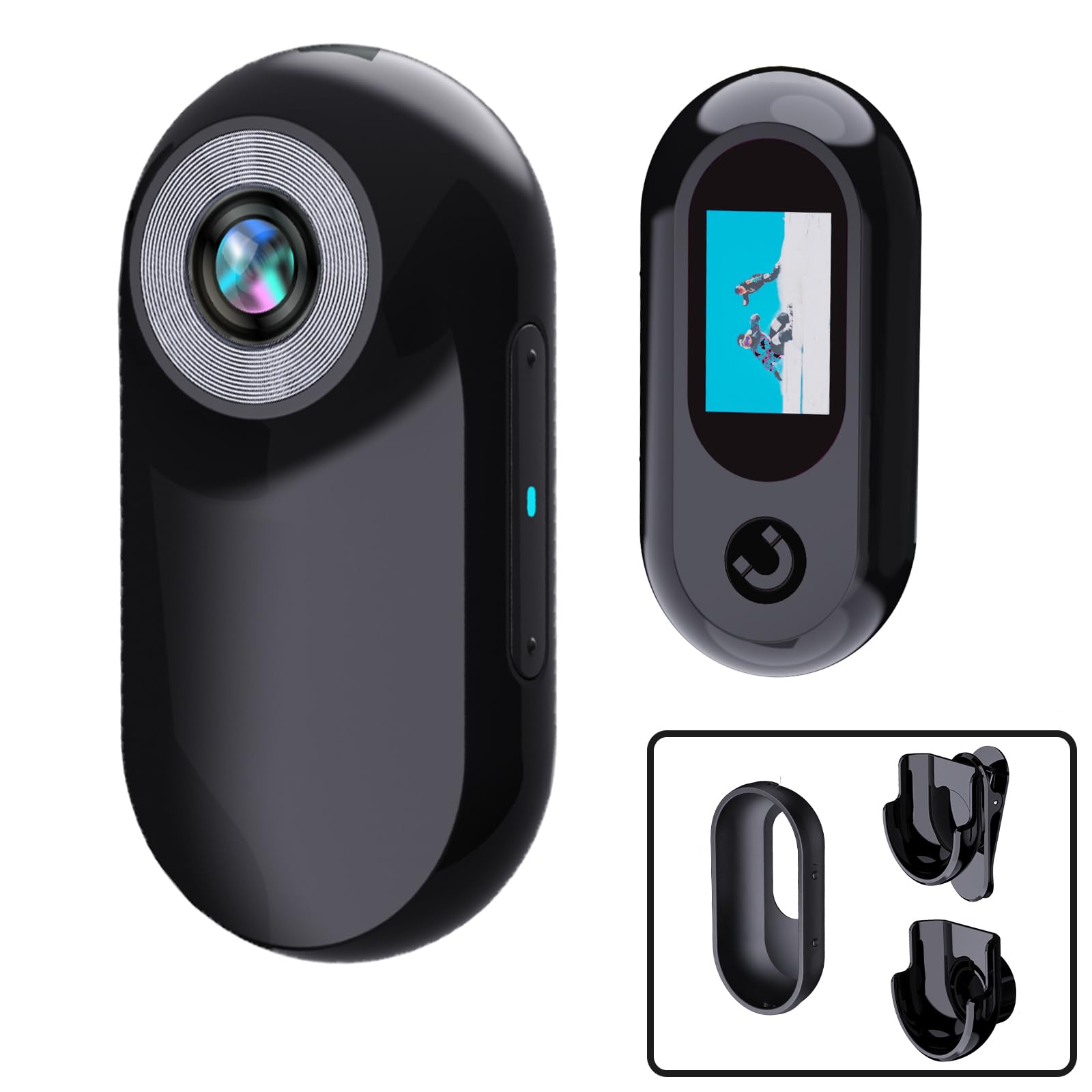 Xilecam Mini Action Cam 1080p Telecamera Animali Telecamere Nascoste da Esterno Body Cam e Accessori（Nero）