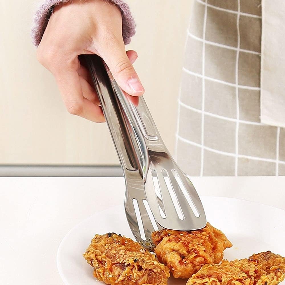 Cooking Tongs Stainless Steel Barbecue Forceps Meat Food Clip Heat Resistant Reusable Barbecue Tools Barbecue Accessories Tongs(Large)