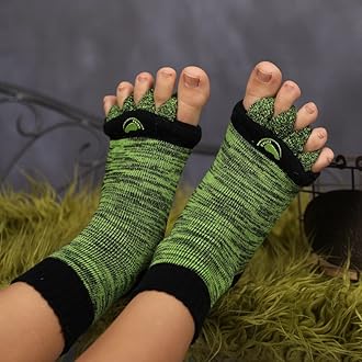 My Happy Feet Foot Alignment Socks with Toe Separators for Men or Women, Green & Black, XL
