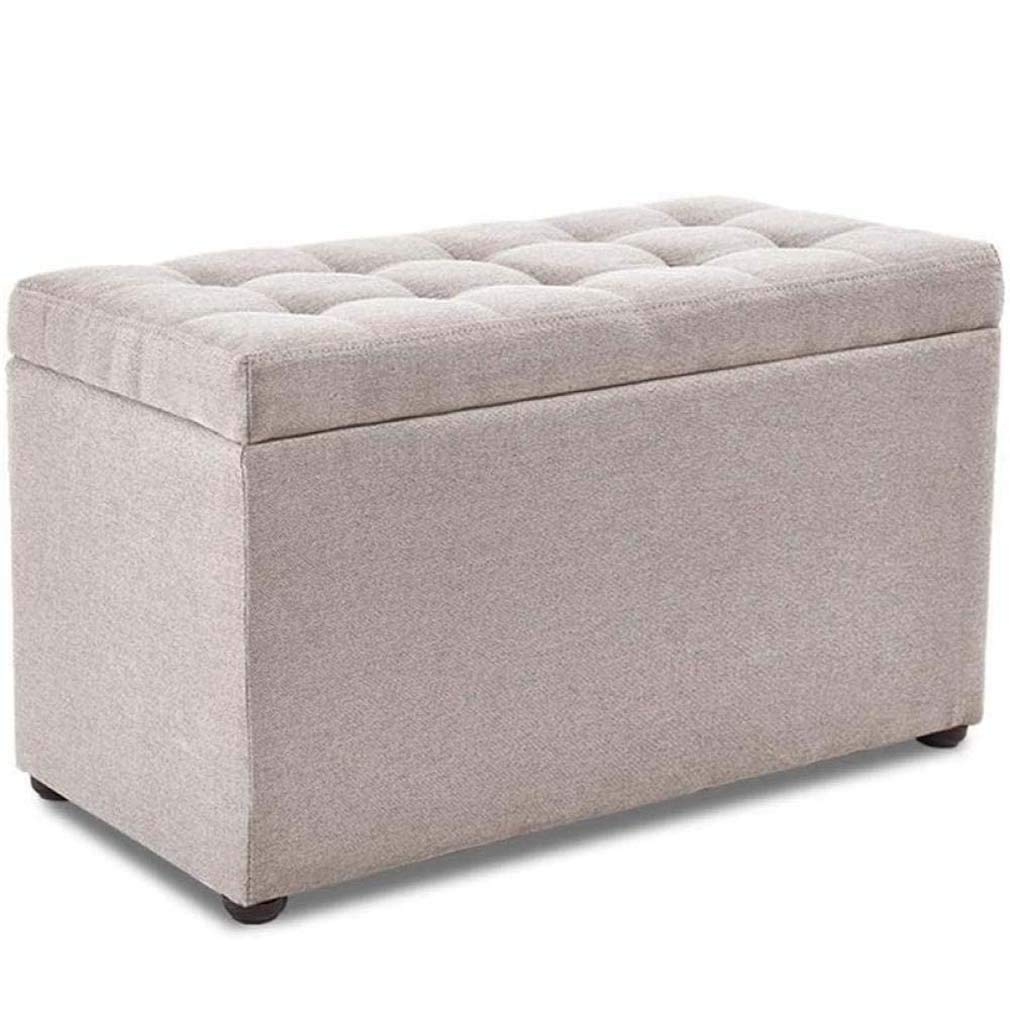 Repose-pieds ottoman avec rangement en bois rembourré couleur beige