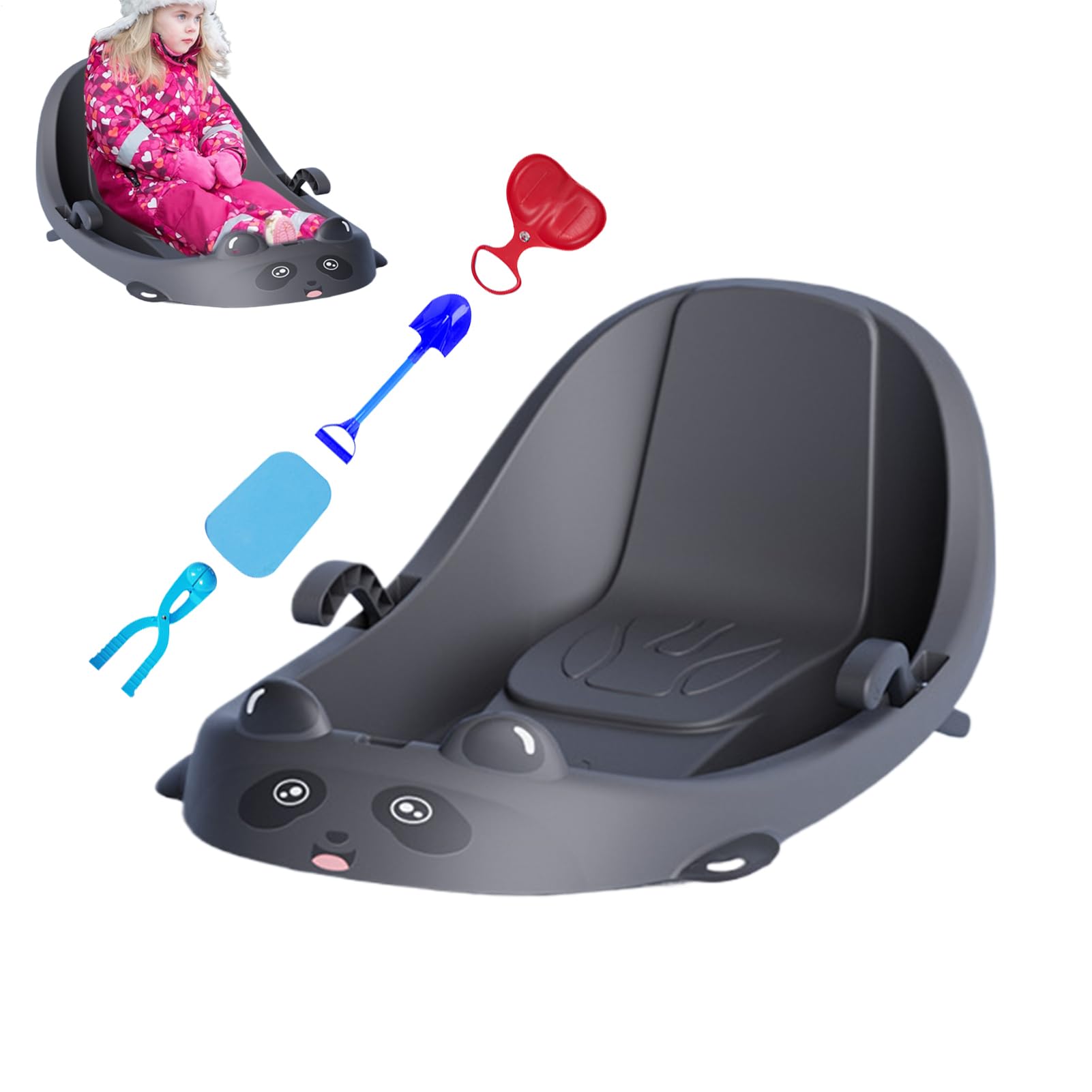 Luge de Neige pour Ergonomique et Familial | Luge Équipée d'un Frein Intégré pour les Petits Pour et Garçons par Temps Froid sur Collines Enneigées au Parc Jardin et