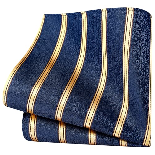 Image of GUSLESON 3.15 inch（8cm） Mens Stripe Tie and Lapel Pin Necktie Hankerchief Cufflinks Set for Men