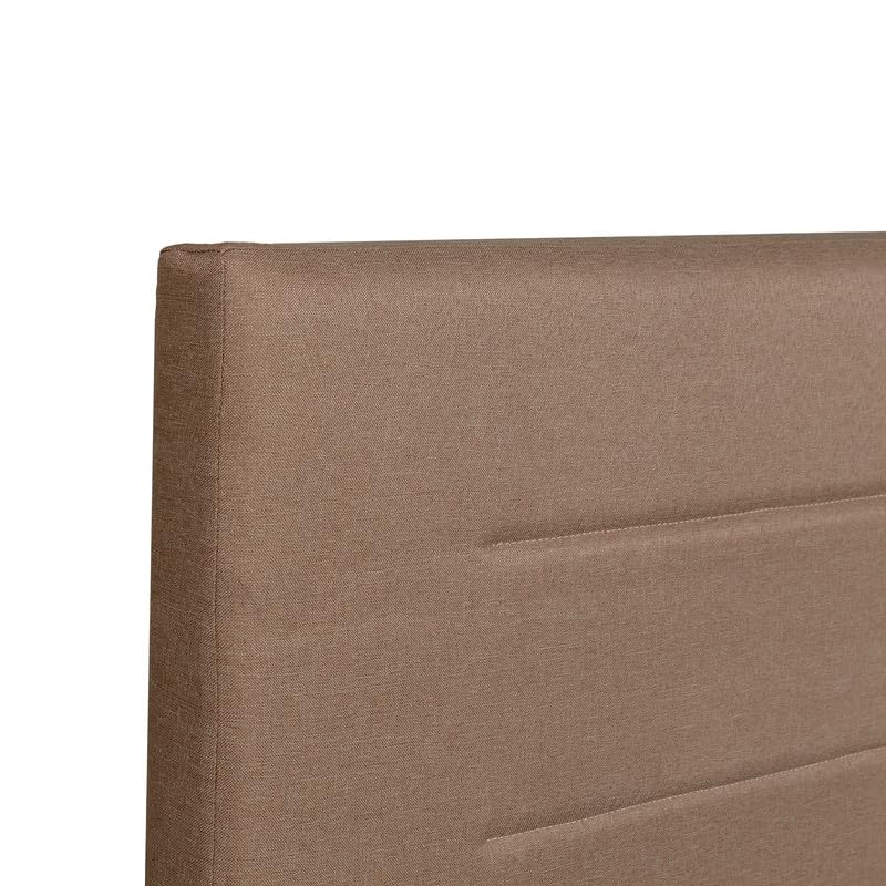 Image of Amazon Brand - Solimo Bed | 1 Year Warranty | Double Bed, Queen Size, Bakhti Premium Upholstery, Comfortable Seating Height Bed, Non-Woven Base & 3mm MDF, Walnut Colour (Melamine Finish)