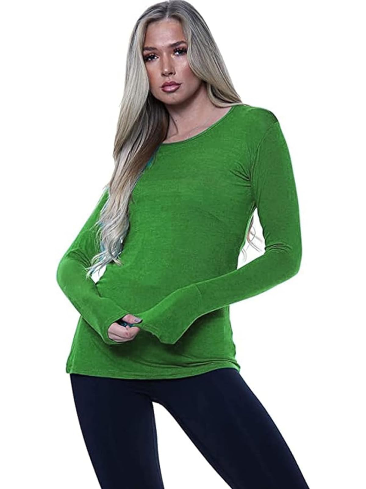 Zaif & Hari® Women Basic Long Sleeve Plain Round Neck Ladies Stretch Plus Size Top T Shirt (L/XL (UK 16-18), Khaki)