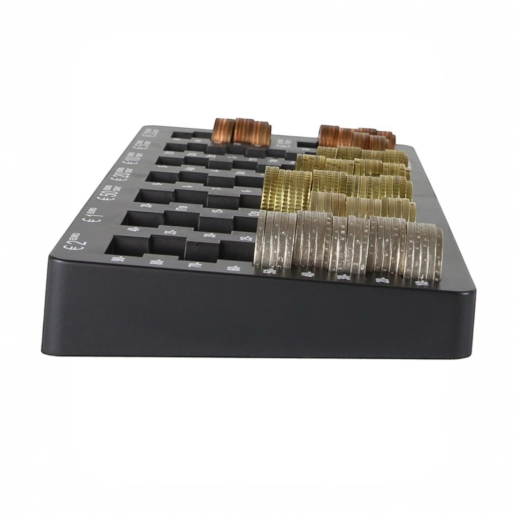 Vassoio organizer portamonete contamonete 8 scomparti Contenitore Portamonete in Plastica con Scomparti per MonetE Cassetta contamonete monete Varie 33x18.5x2cm 70747