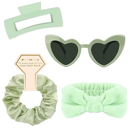 Semato 4 Pcs Green Bridesmaid Proposal Gifts Bridesmaid Spa Headband,