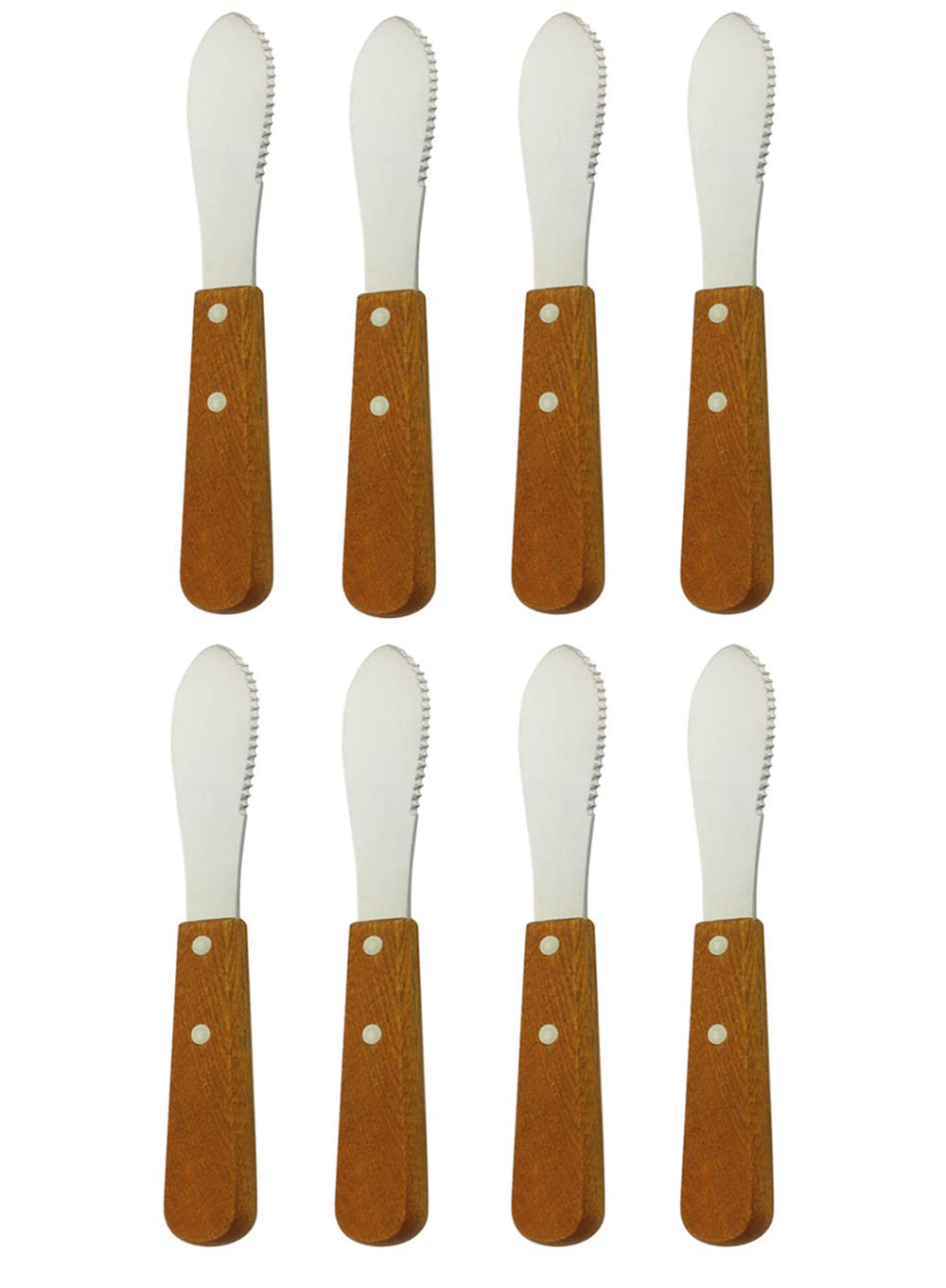Buy Richohome Stainless Steel Straight Edge Butter Spreader Knife with Wood Handle, Set of 8