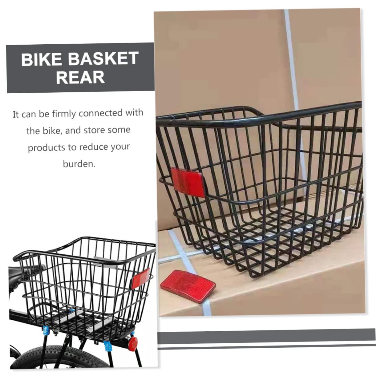 TOYANDONA Metalowy Koszyk Rowerowy Tylny Pojemny i Trwały Odporny Zarysowania Stabilny Rower Górski Praktyczny Pojemnik Szkolne Plecaki i Codzienne
