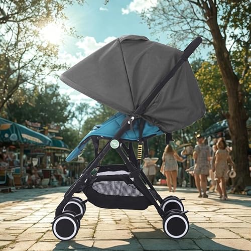 Miniatura 10 de LweiPsqLin Parasol para cochecito de bebé, impermeable, UPF50+, cubierta opaca | Lycra ligera con malla ventilada | Se adapta a asiento de automóvil