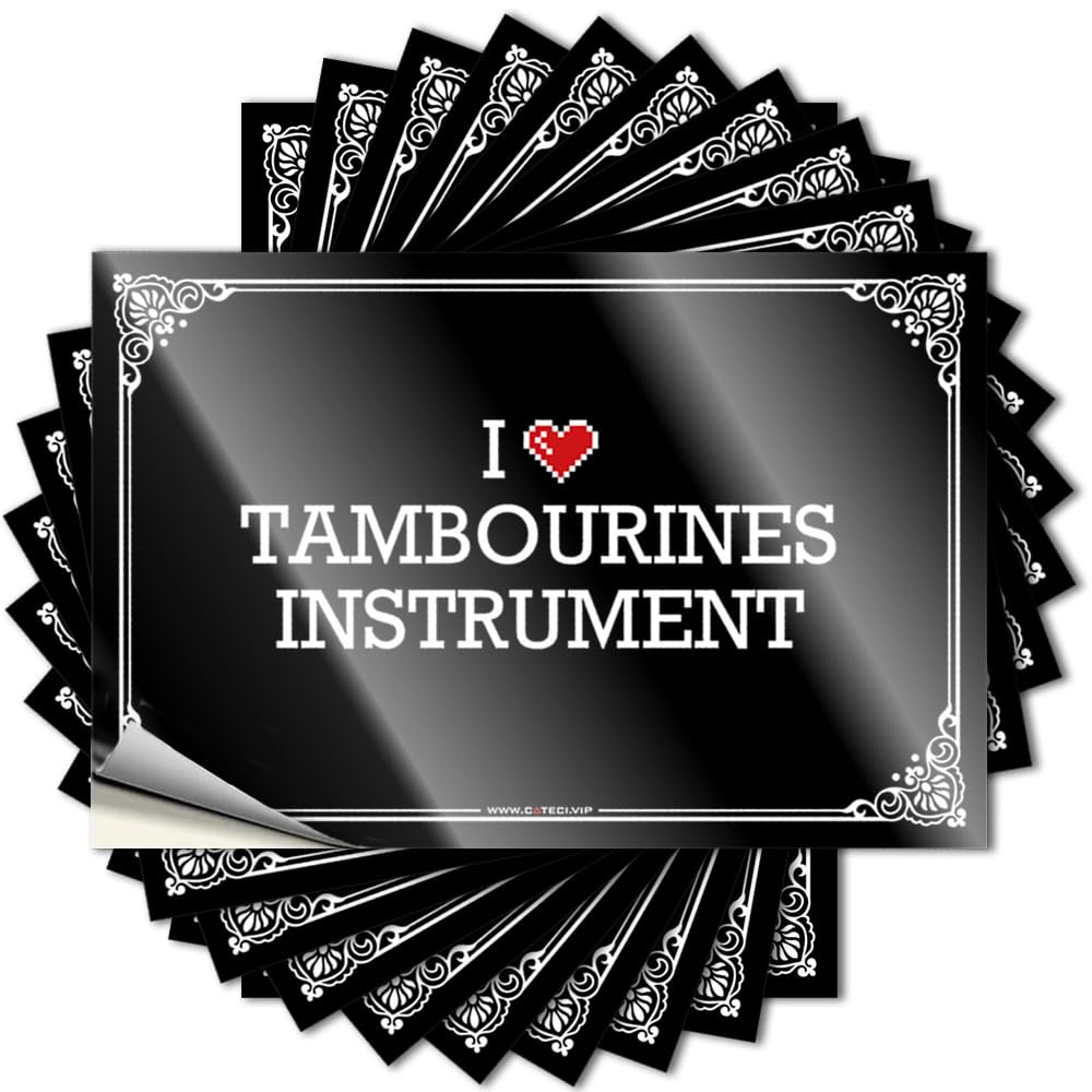 Decals Hat Core I Love Tambourines Instrument for Beer - Rooms Decorations Easy Peel Removable(12X18CM)