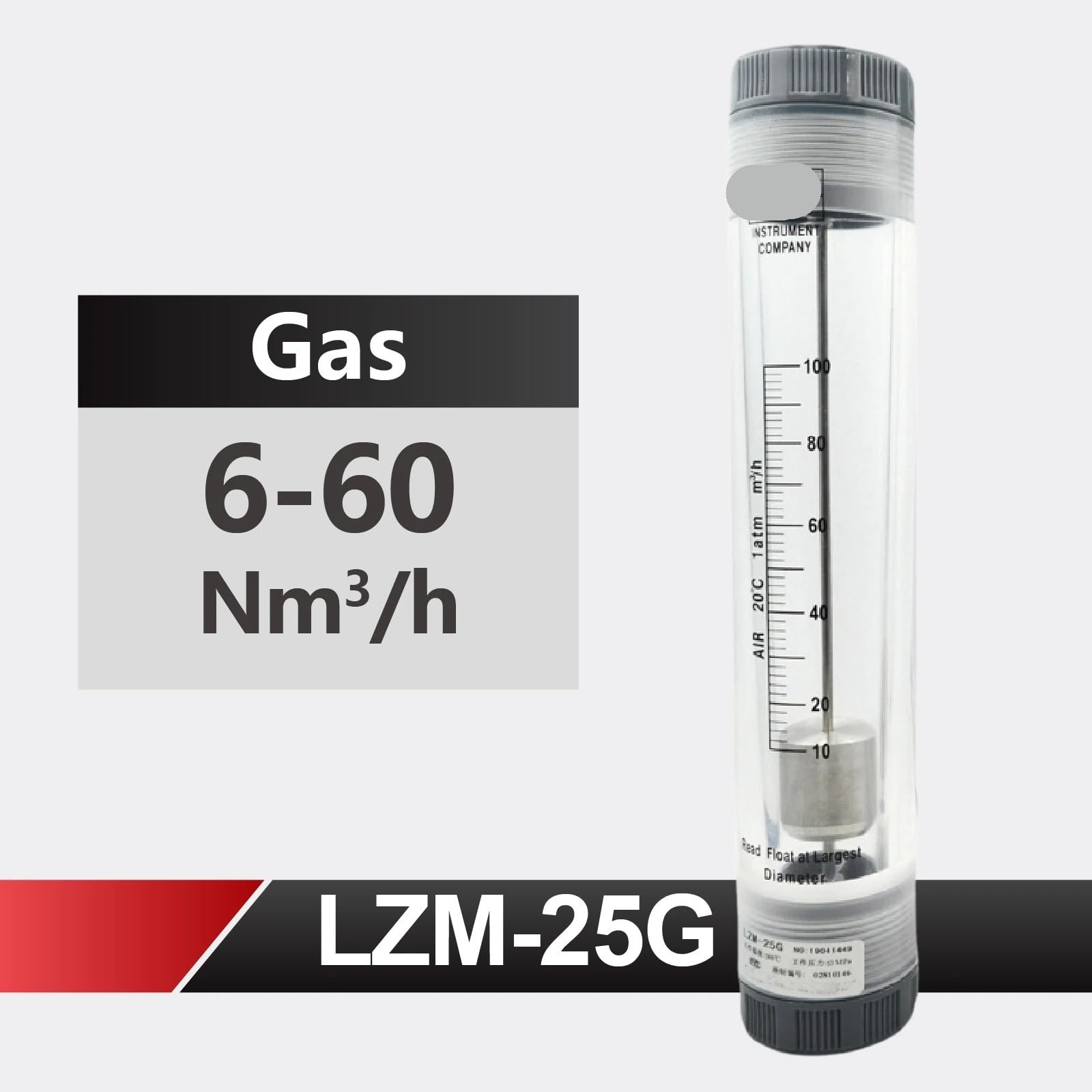 Medidor de flujo de aire, medidor de flujo de Gas, rotámetro, medidor de flujo acrílico, medidor de flujo LZM, rotámetro de tubo en línea, 1 Uds.(6-60Nm3-h)
