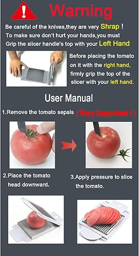 Miniatura 7 de Cortador de tomate, cortador de tomate de acero inoxidable, herramienta dedicada para rebanar tomate portátil y fácil trabajo para ensalada de