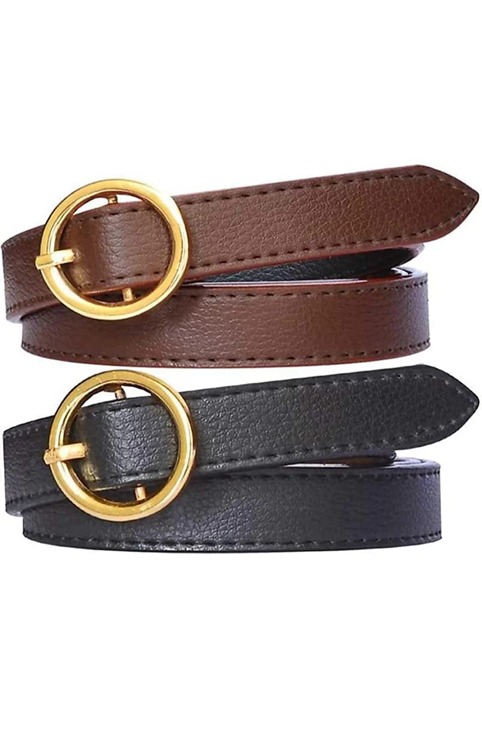 Black And Brown Combo Women Casual Black Artificial Leather Belt,Belt for Jeans, Colour Black, Party & Casual Wear Ladies belt for women Ladies Belt for jeans
