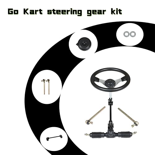 Miniatura 5 de ALL-CARB Go Kart - Kit de acero para volante de 11.811 in, piñón de 12.598 in ajustable para barra de acoplamiento de repuesto para Go Kart de 110 cc