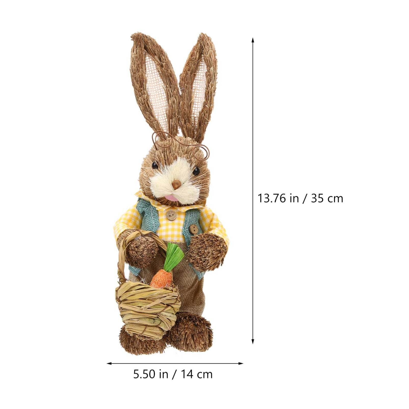 Didiseaon Coniglietti Pasquali di Paglia 2 Pezzi Decorazioni la Casa e Asilo Nido, Figurine a Forma di Coniglio 35cm, Realizzate a Mano in Paglia e Cotone, Decorazione Adorabile