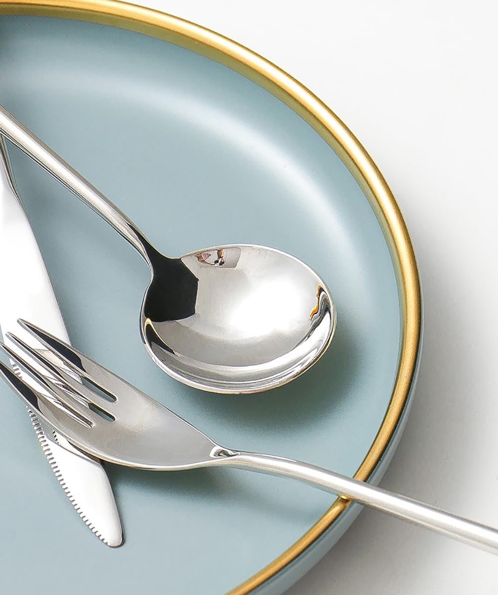 Besteckset, Silbernes Geschirrset, Besteckset aus Edelstahl, Küchenutensiliensets, Messer, Löffel, Gabeln, Set für den Spiegel im Restaurant zu Hause (Gold 64) (Gold 48)