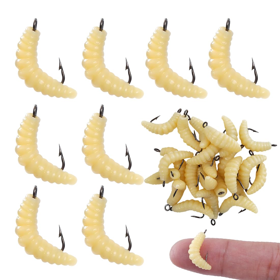 50Gusanos De Gusano De Silicona Suave Con Anzuelo De Pesca, Cebo
