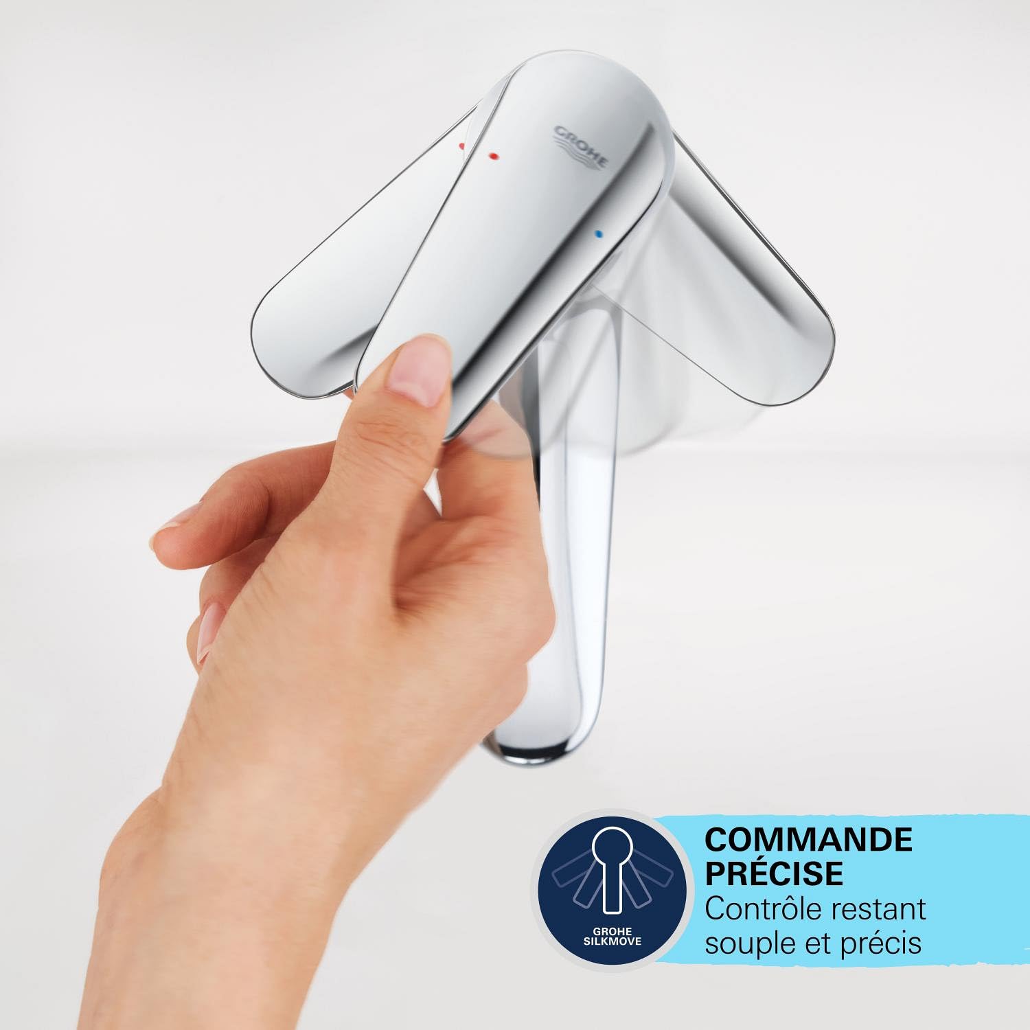 GROHE QUICKFIX MITIGEUR DE LAVABO START, bonde de vidage Clic-Clac, outil de montage fourni, Economie d'eau, Taille M, Noir Mat, 242042432