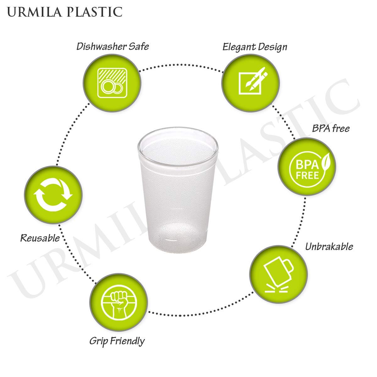 Juego de 12 vasos regulares de policarbonato para agua, zumo para mesa de comedor, hogar, cocina, fiesta, restaurante, 200 ml, transparente