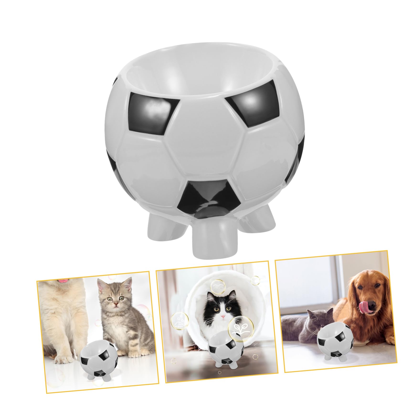 Ciotola per Animali a Tema Calcio in Ceramica per Cane e Gatto | Base Ampia, Finitura Liscia, Facile da Lavare, Adatta a Pappa e Acqua per Cuccioli