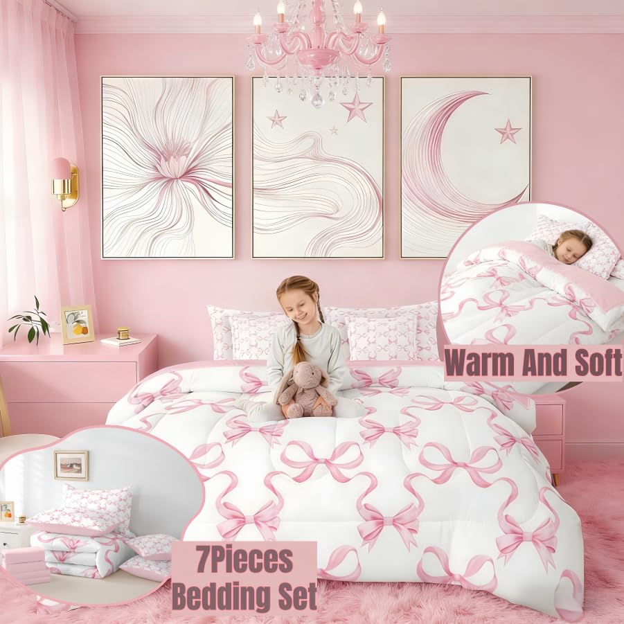 7-Pc Pink Bow Princess Bedding Set - $52.99 with Code I6DBLOGK