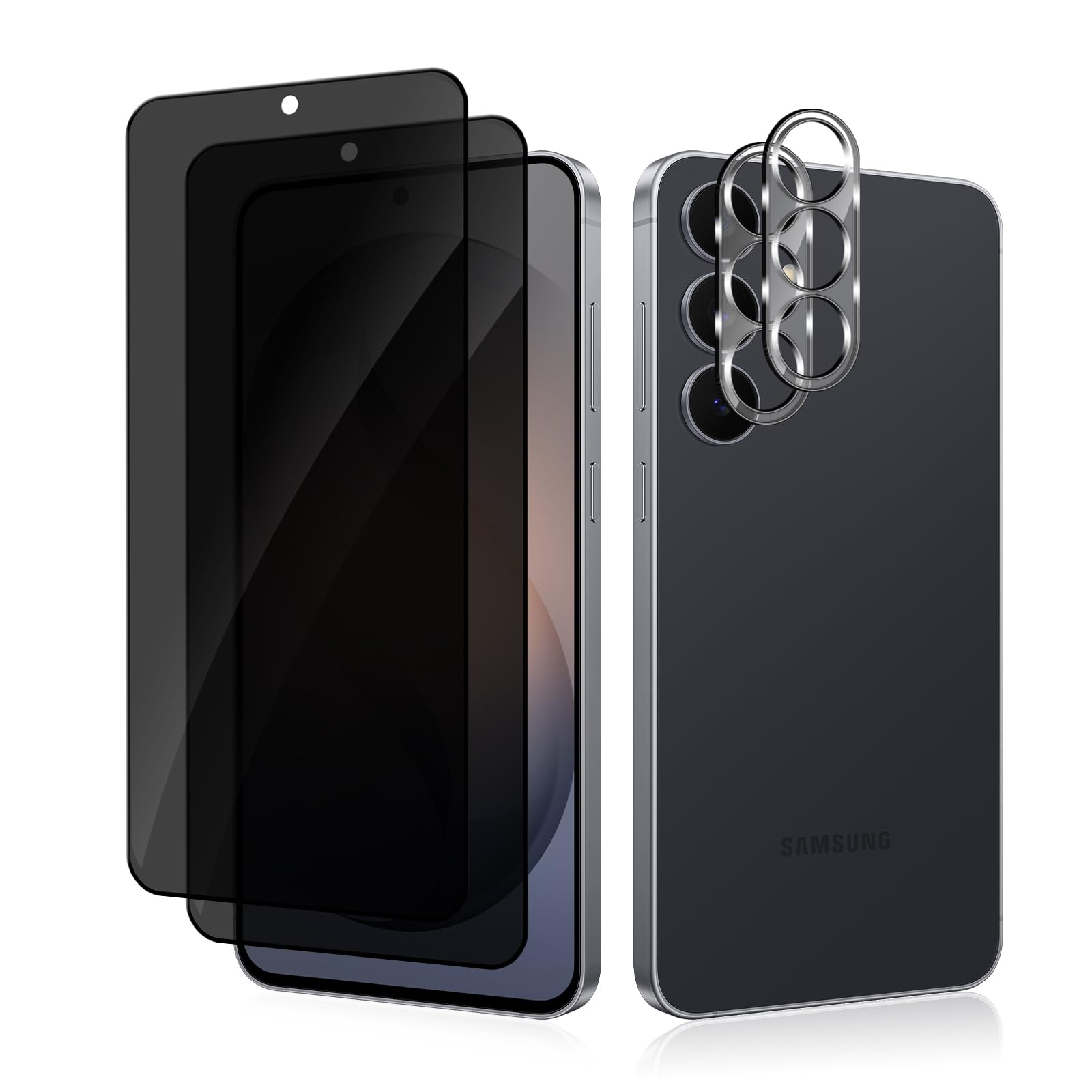 Privacy Screen Protector, with Camera Lens Protection for Samsung Galaxy S26 5G [2 + 2 Pack], [Anti-Scratch][9H Hardness][Case Friendly] Anti-Spy Tempered Glass Film for Galaxy S26 5G