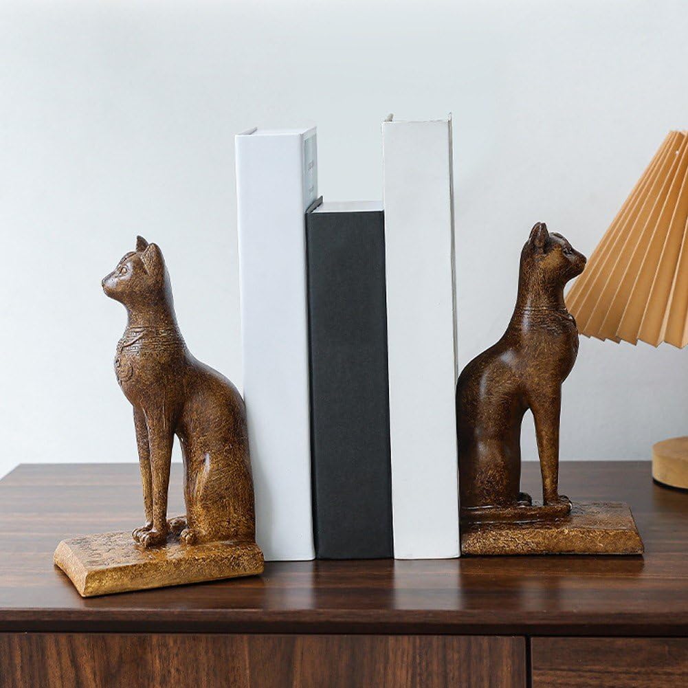 Antike Ägyptische Bastet-katzenstatue, Buchstützen Für Schwere Bücher, Dekorative Buchstützen Der Ägyptischen Katze Für Regale, Rutschfester Bücherregal-Buchhalter
