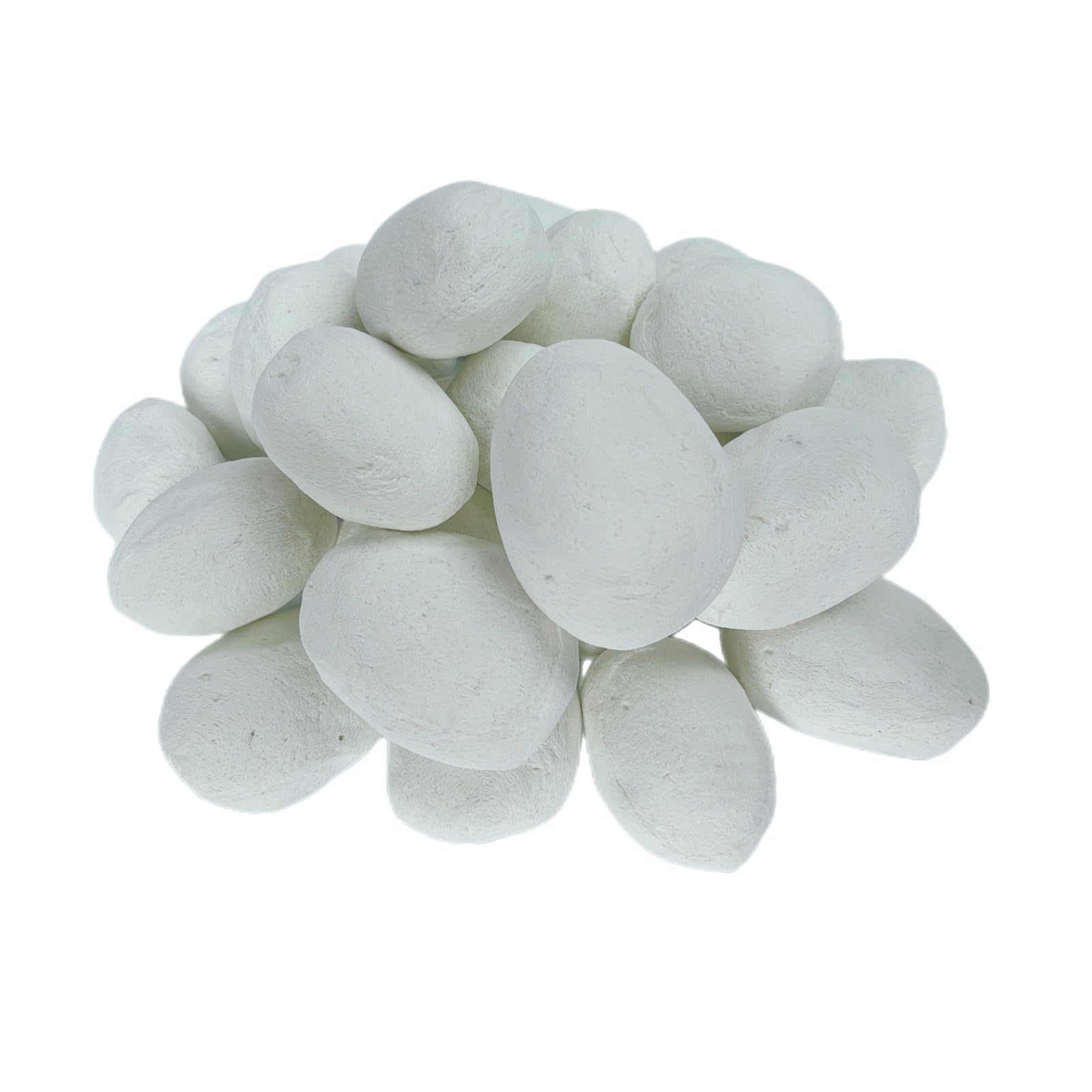 Ciottoli in ceramica per camino, 24 pezzi, ciottoli di lava rotondi, tronchi a gas, per caminetti e bracieri interni ed esterni, pietre decorative (bianco)