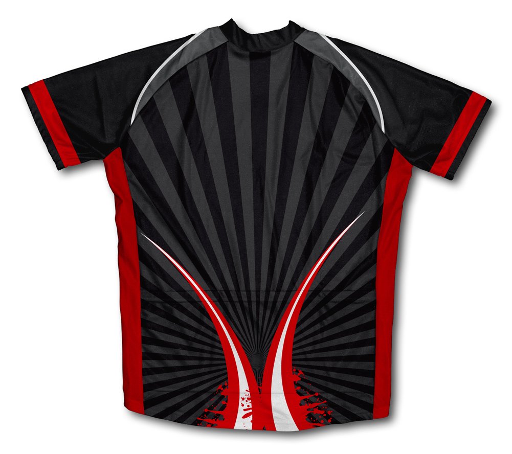 ScudoPro Black Red Striker Short Sleeve Cycling Jersey for Youth - Size XS