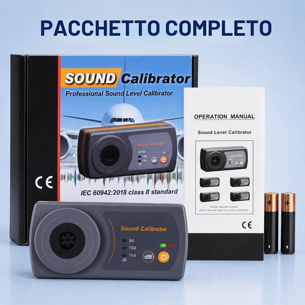 Suono Meter Decibel Livello Calibratore Calibrazione 114dB / 94dB / 104dB Calibrazione Livello per Suono Livello Metri