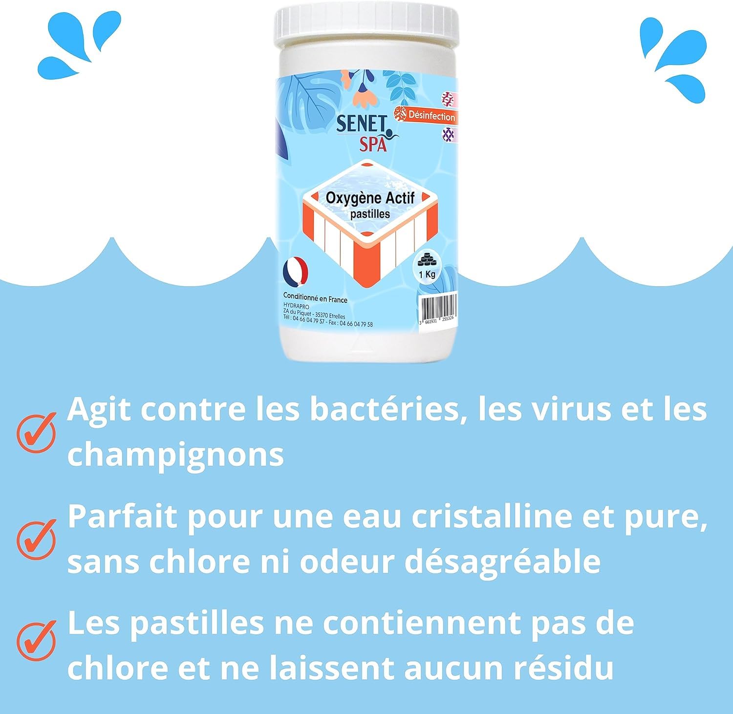 Kit Complet de Traitement pour Spa - Anti-Mousse, Régulateurs de pH et Oxygène Choc - Idéal pour Mise en Route et Entretien, Fabriqué en France