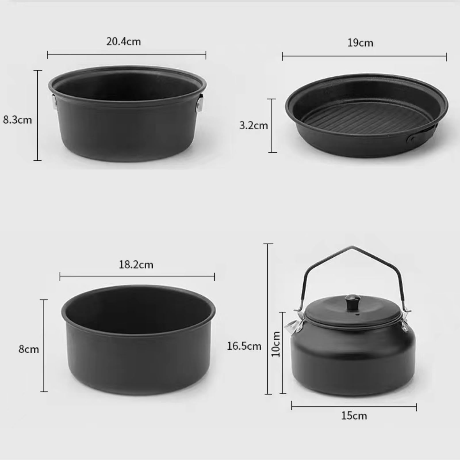 Popote Bivouac Poêle À Frire De Camping Portable avec Revêtement Antiadhésif, Ensemble De Vaisselle De Pique-Nique en Plein Air Cuisine de Camping