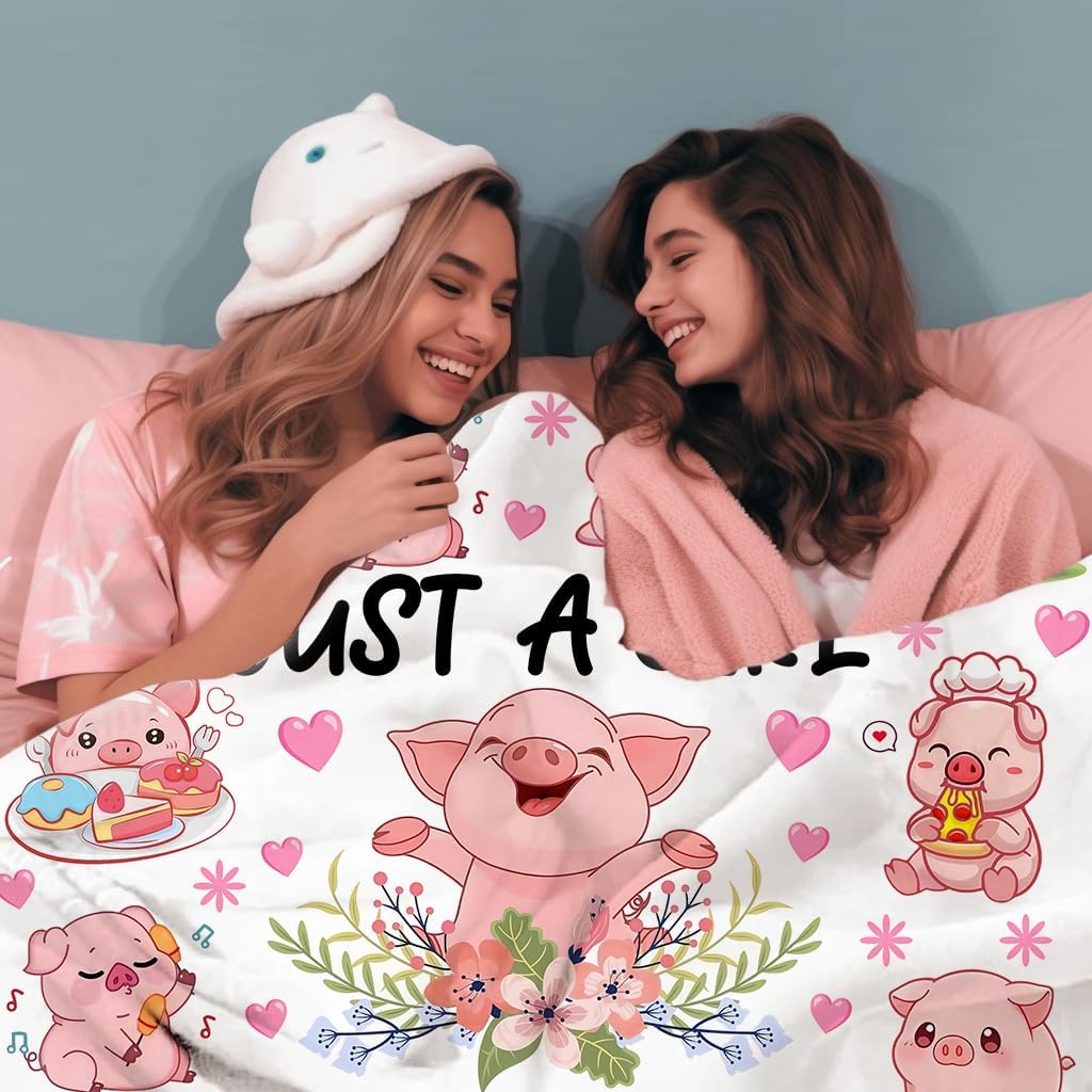 Cute Pig Blanket Gift for Pig Lovers,Piggy Stuff Animal Throw Blankets Pink Pigs Themed Gifts for Girls Women Adults 50"X40" - Image 4