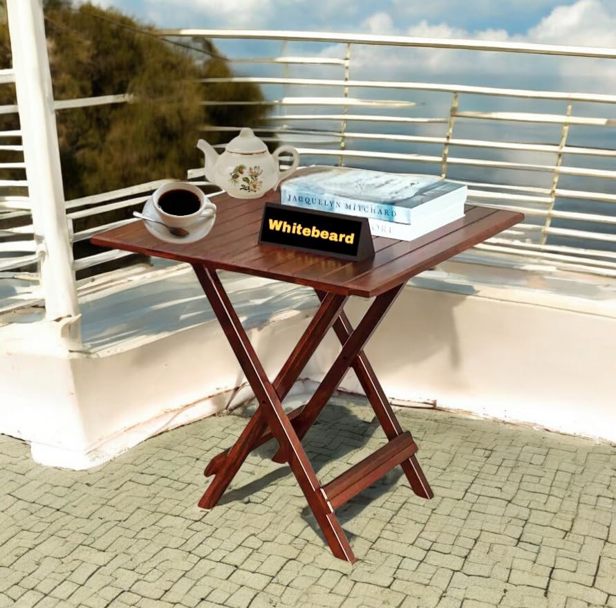WhiteBeard™ Wooden Standard Foldable Medium Size Dining Table Multi-Purpose-Home Furniture,Office,Living Room,Outdoor,Garden,Balcony,Kitchen,Book Reading,Hotel,Cafe,Wood Folding Dining/Coffee Colour