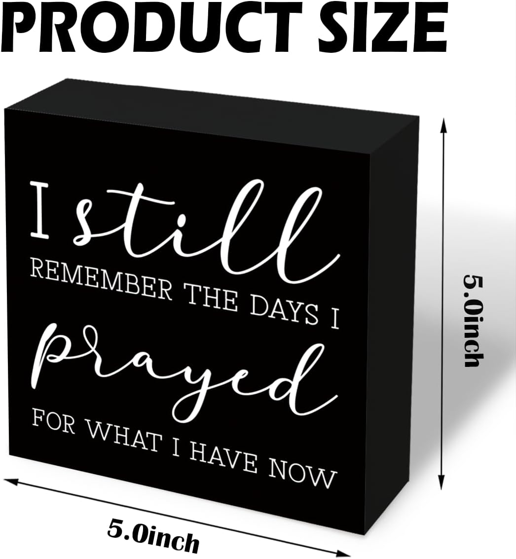 Home Decor Sign Wooden Signs For Home I Still Remember The Days I Prayed Rustic Farmhouse Table Decor Family Signs Living Room Wooden Plaque Natural Wood Handmade 5.1x5.1 inch - Image 2